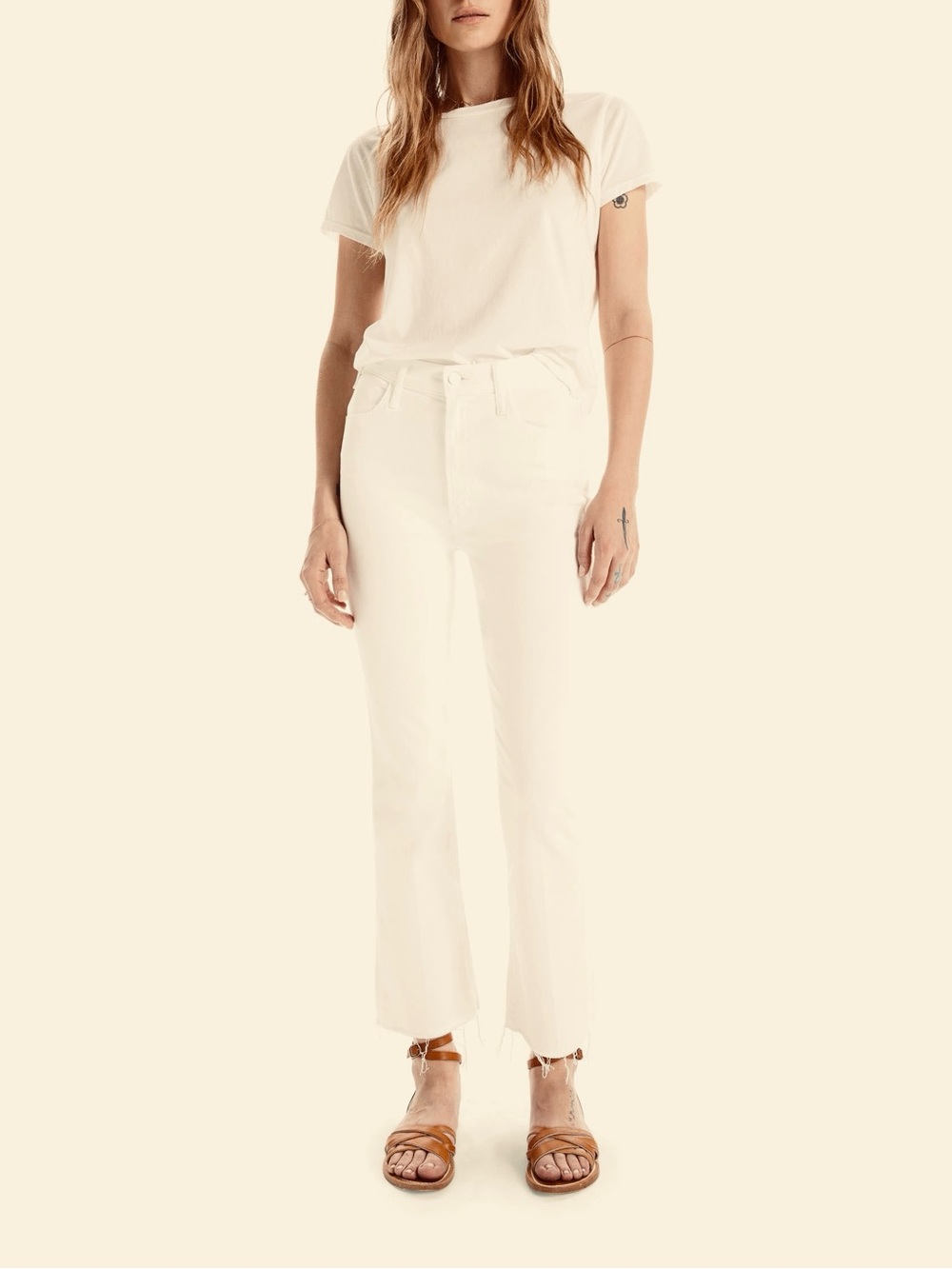 Mother The Tripper Ankle Fray jeans in cream white size 26 - Picture 2 of 10